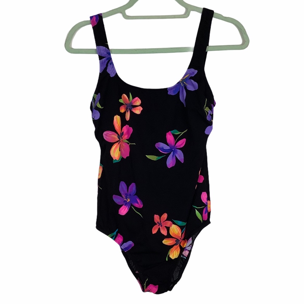 Longitude swim one piece floral black Sz 14 taller